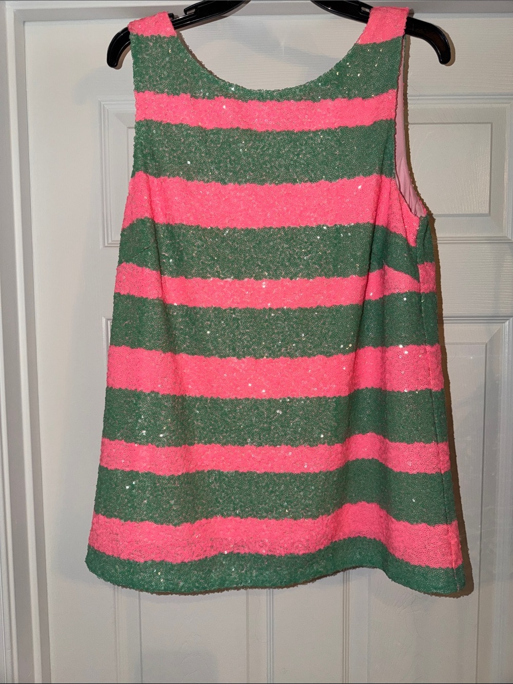 Lilly Pulitzer Pink and Green Striped Sequin Tank Top